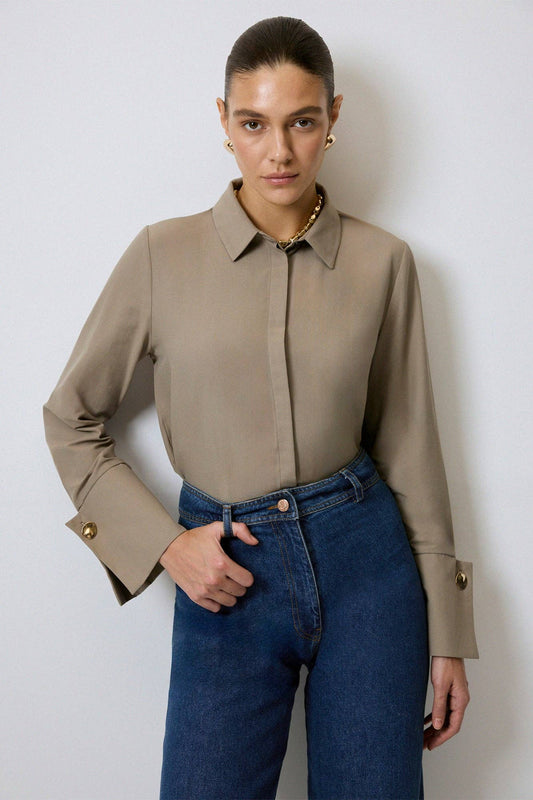 Body camicia con polsini ampi