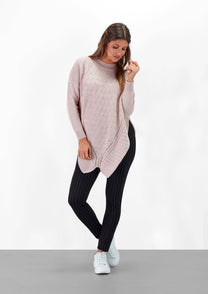 Maglione jacquard oversize rosa cipria