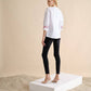 Camicetta oversize in lino e rayon con maxi colletto