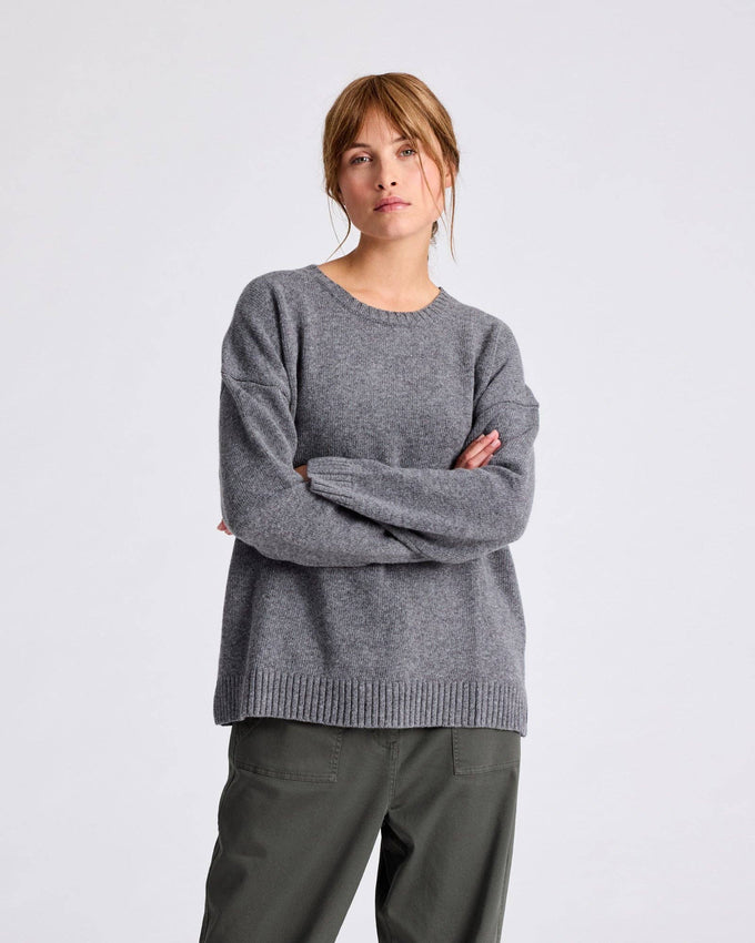 Maglione Emely in lana d’agnello biologica GOTS grigio mélange