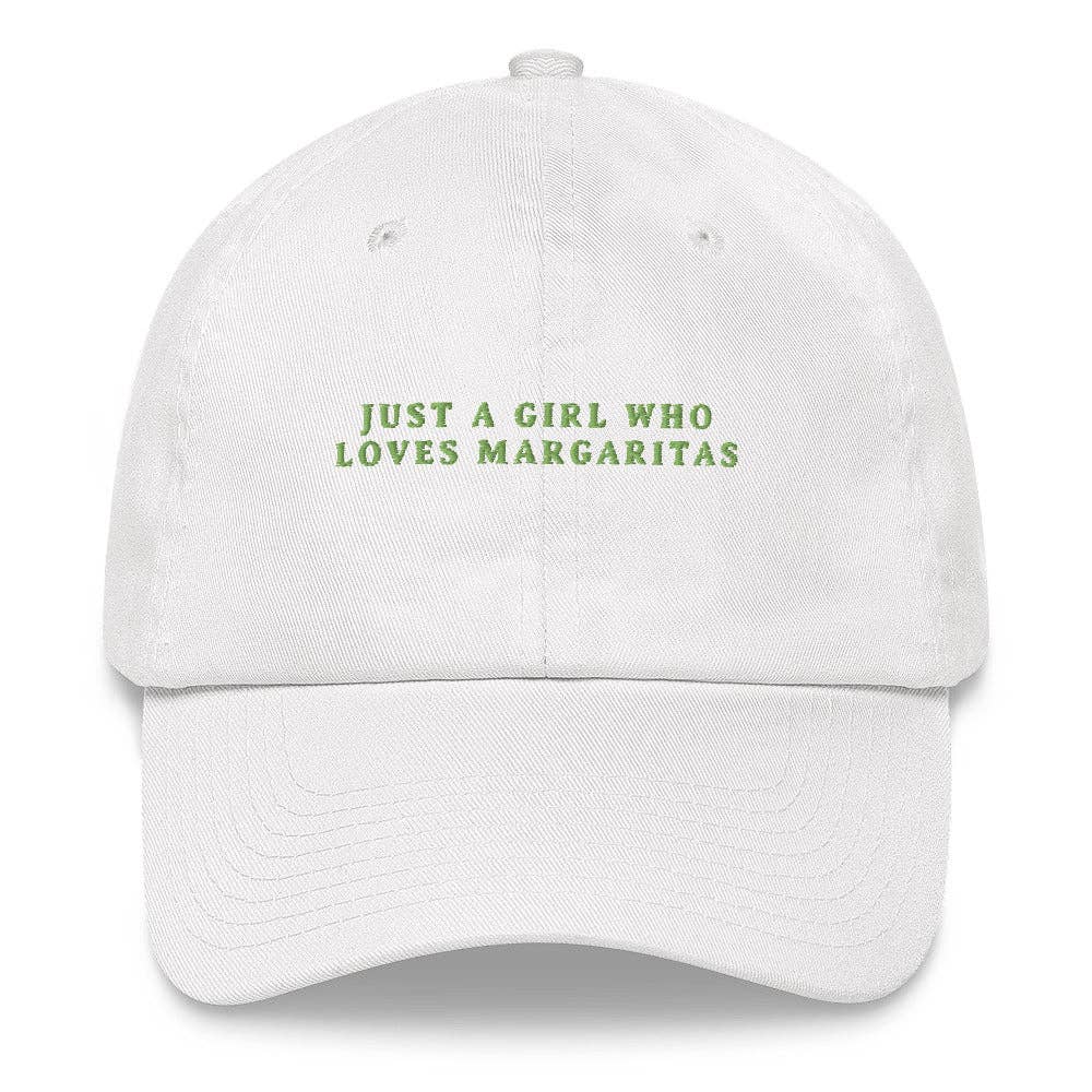 Cappellino dad hat ricamato “Just a Girl Who Loves Margaritas”