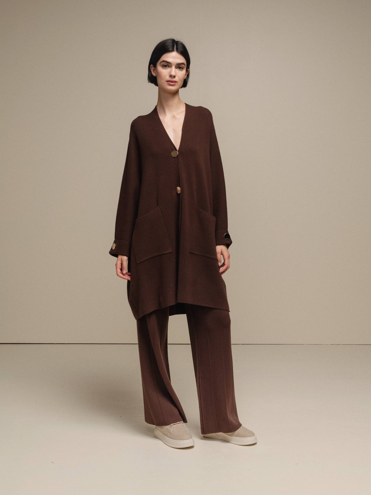 Cardigan cappotto in maglia oversize con bottoni