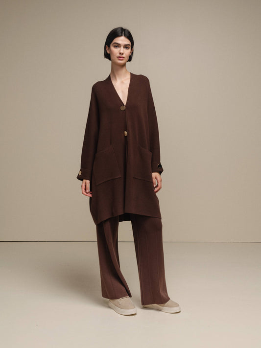 Cardigan cappotto in maglia oversize con bottoni