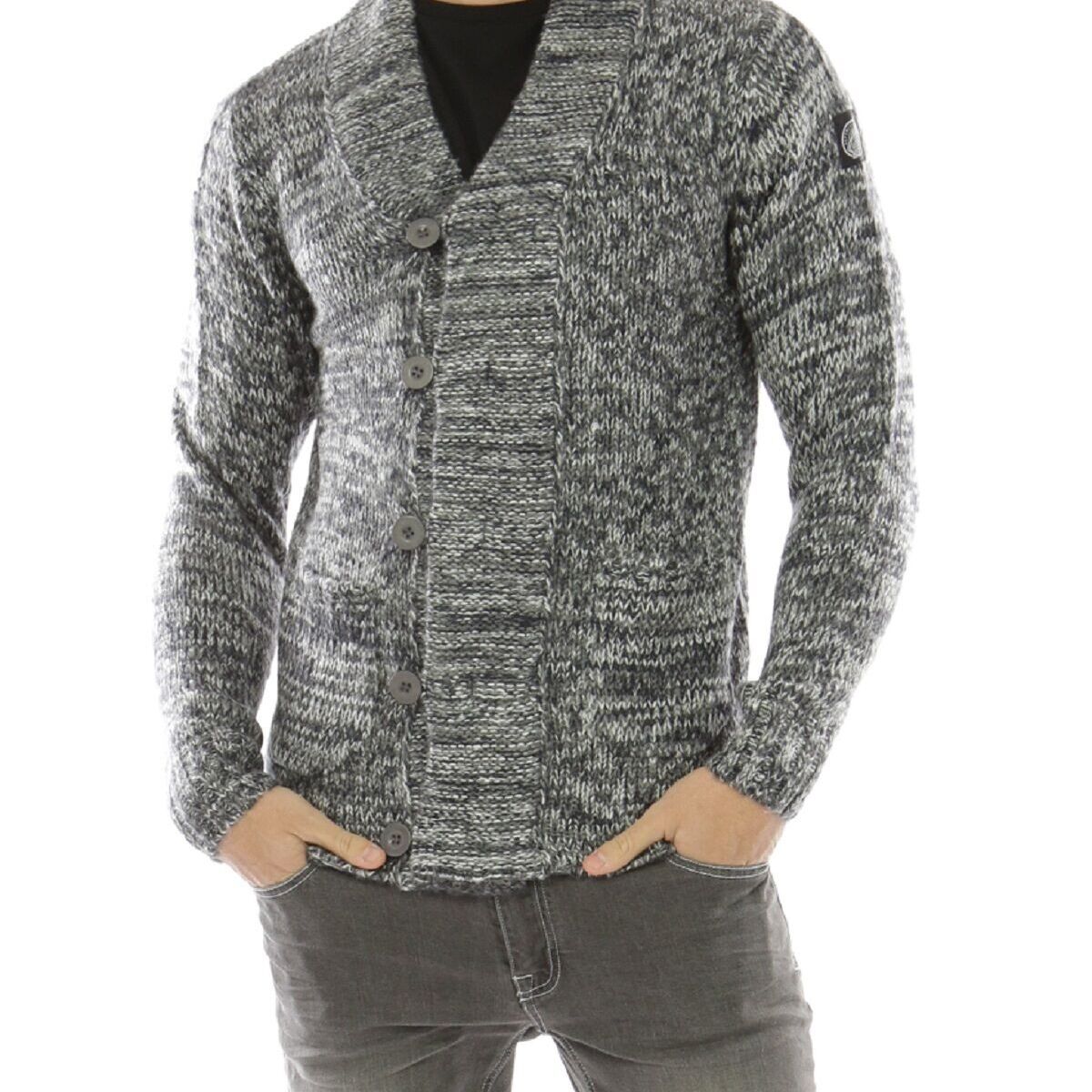 Cardigan in maglia uomo con collo a scialle EKOMORA blu navy