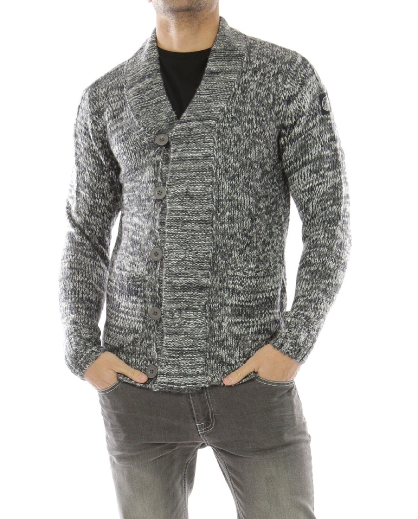 Cardigan in maglia uomo con collo a scialle EKOMORA blu navy