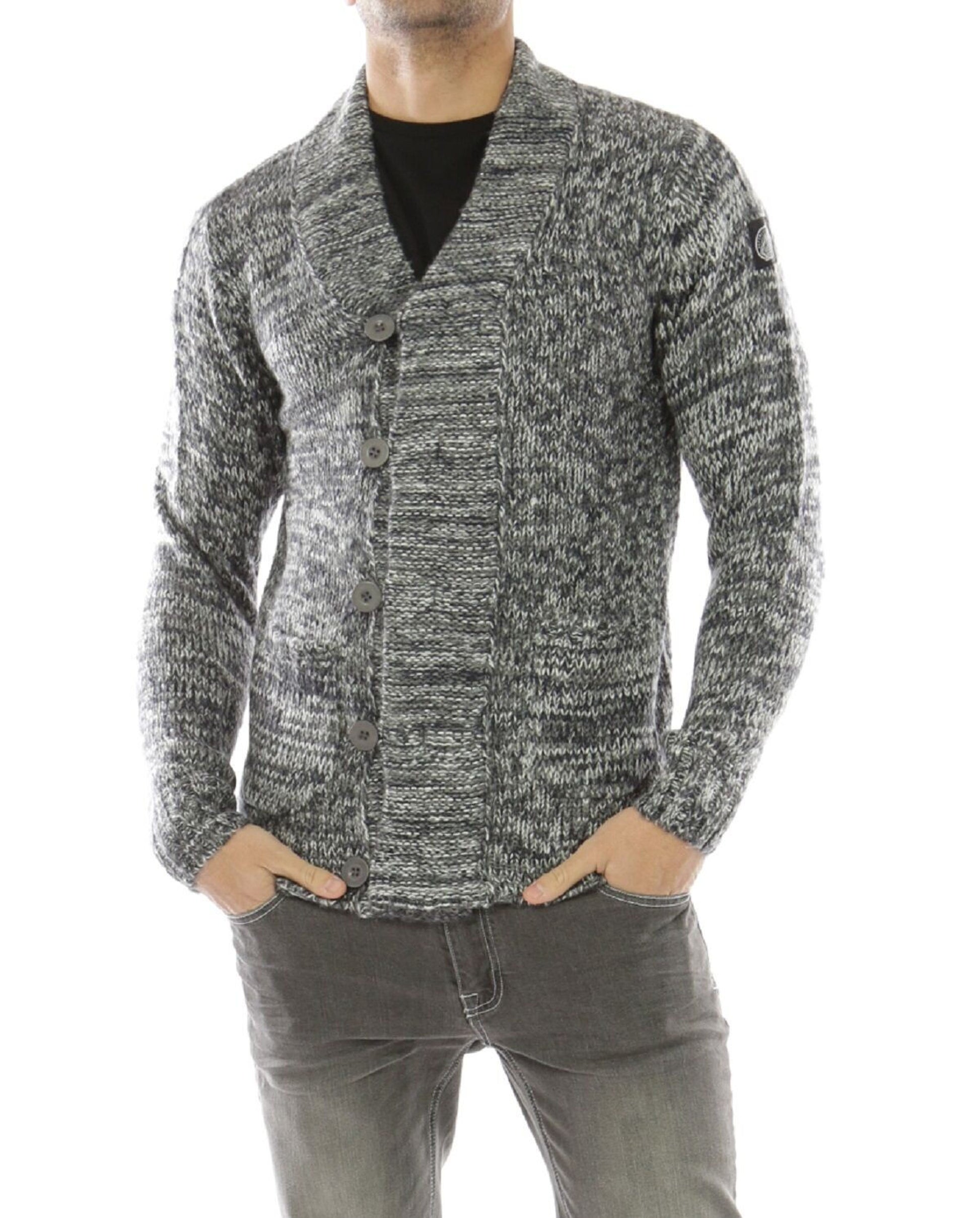 Cardigan in maglia uomo con collo a scialle EKOMORA blu navy