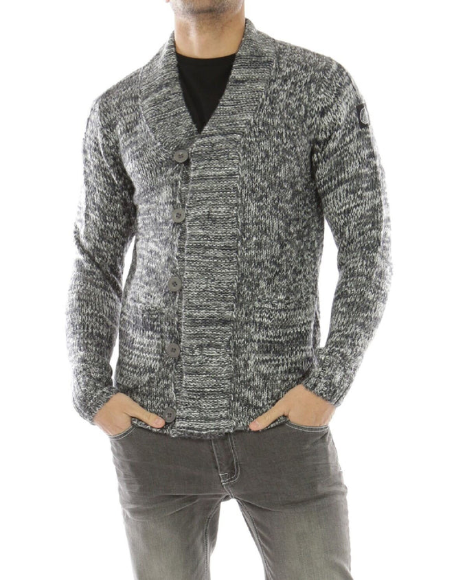 Cardigan in maglia uomo con collo a scialle EKOMORA blu navy