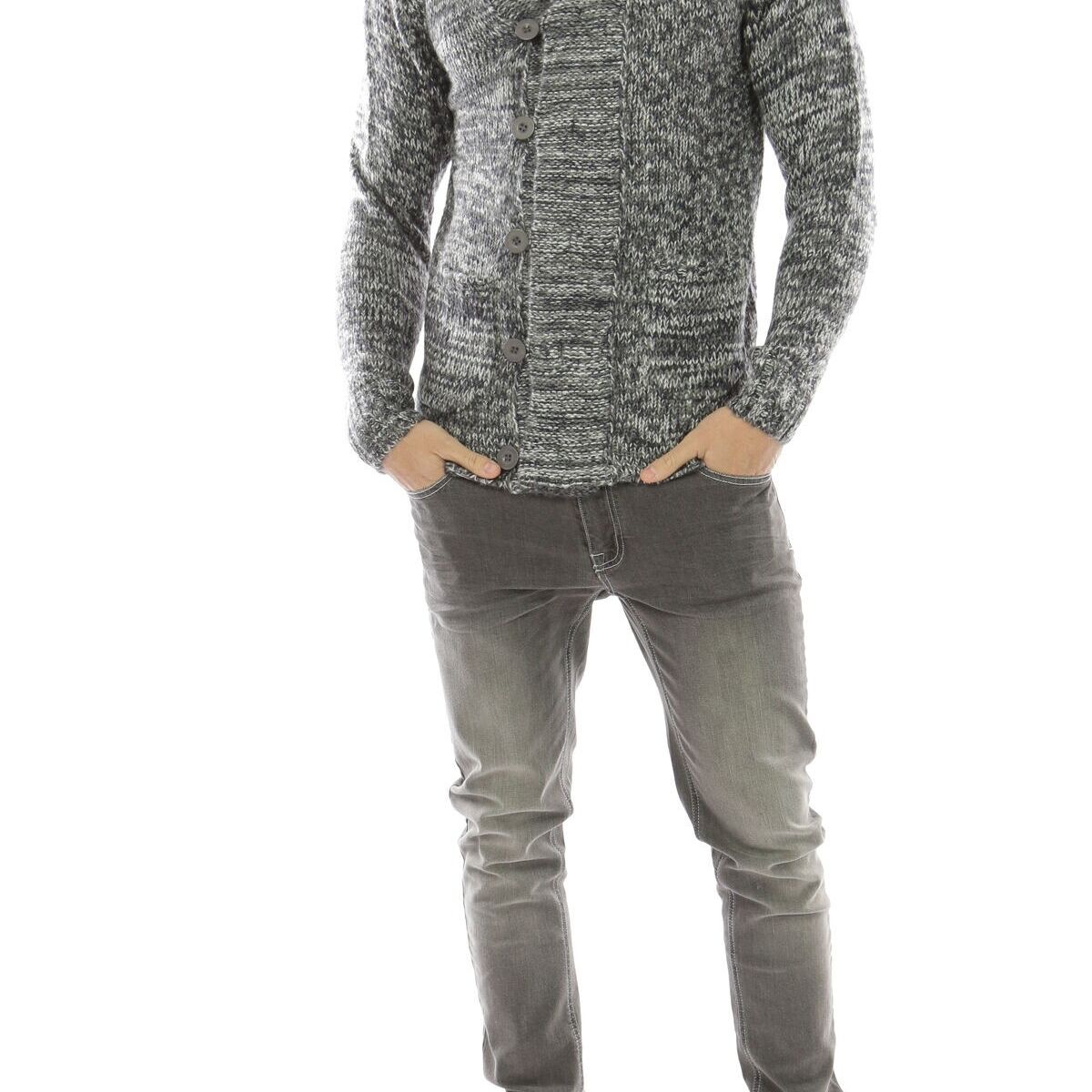 Cardigan in maglia uomo con collo a scialle EKOMORA blu navy