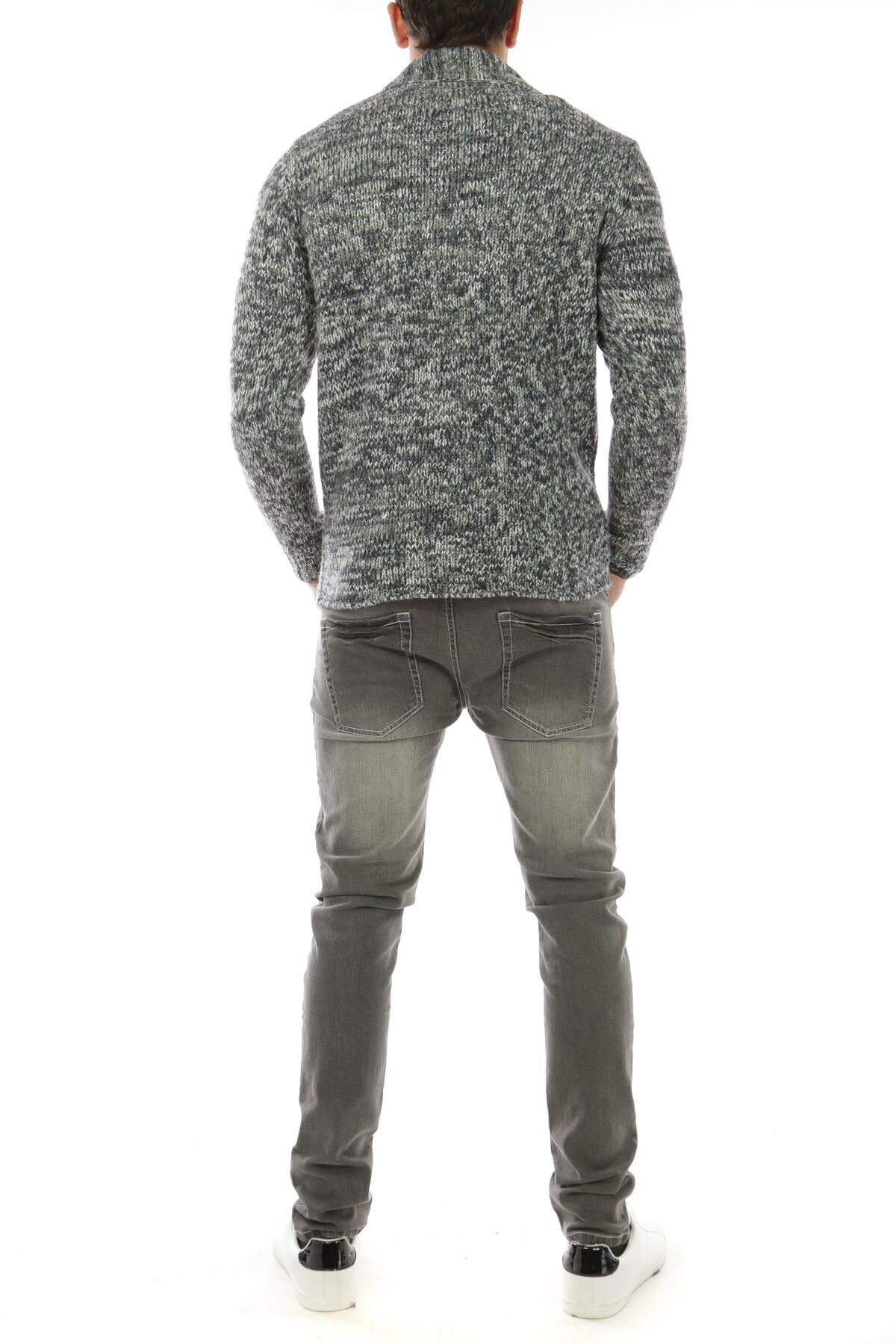 Cardigan in maglia uomo con collo a scialle EKOMORA blu navy