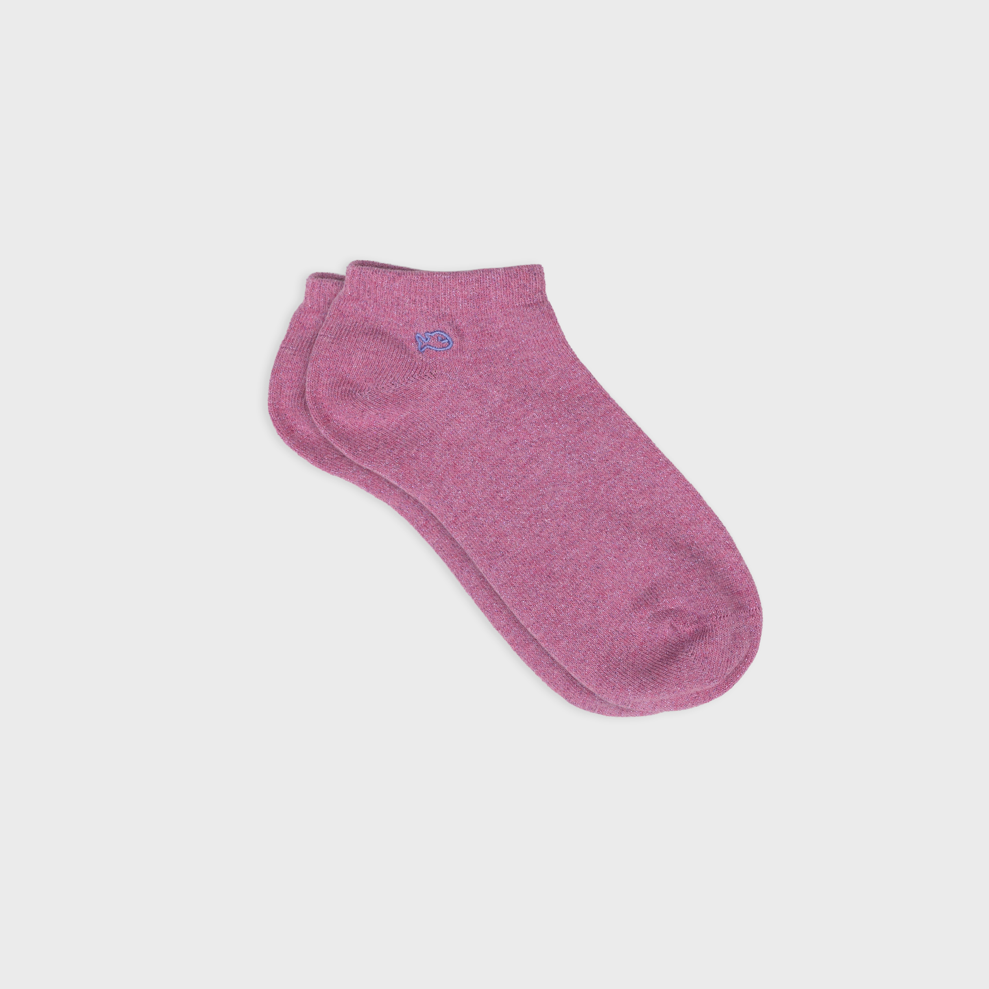 Calzini corti glitterati in cotone pettinato rosa chiaro