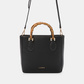 Borsa tote in ecopelle con manici effetto bambù