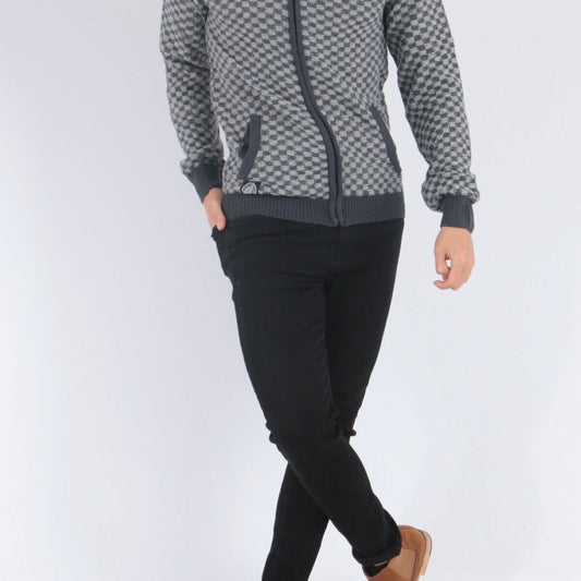 Gilet in maglia con zip blu navy mélange