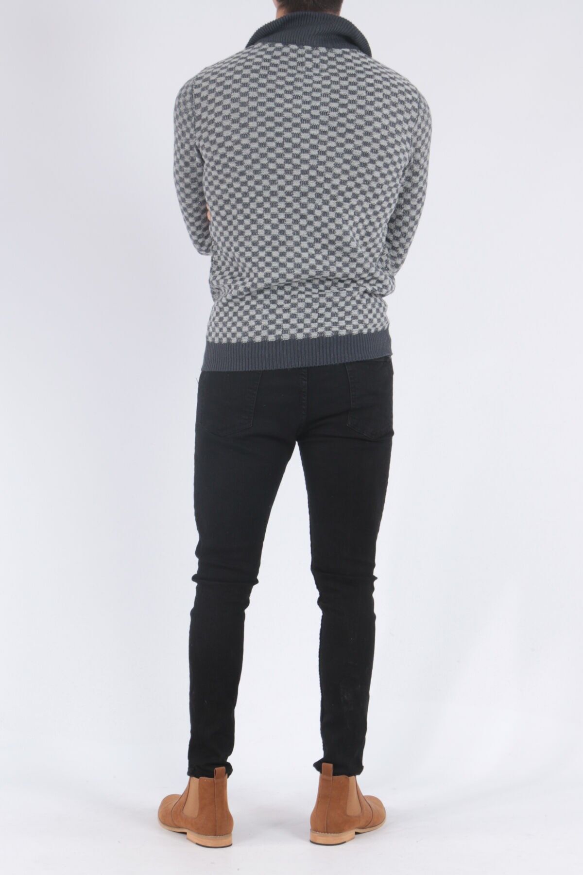 Gilet in maglia con zip blu navy mélange