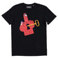 T-shirt unisex nera con stampa illustrata