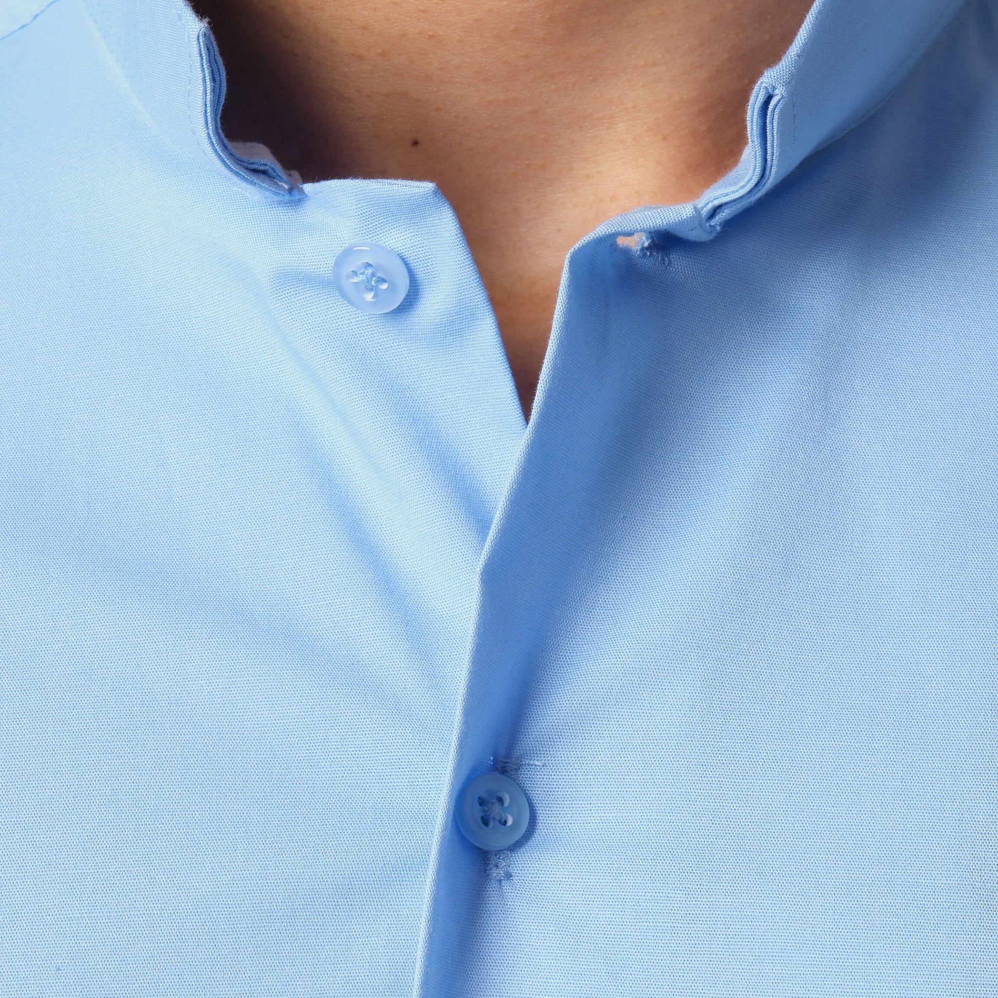 Camicia uomo tinta unita azzurro cielo con collo alla coreana