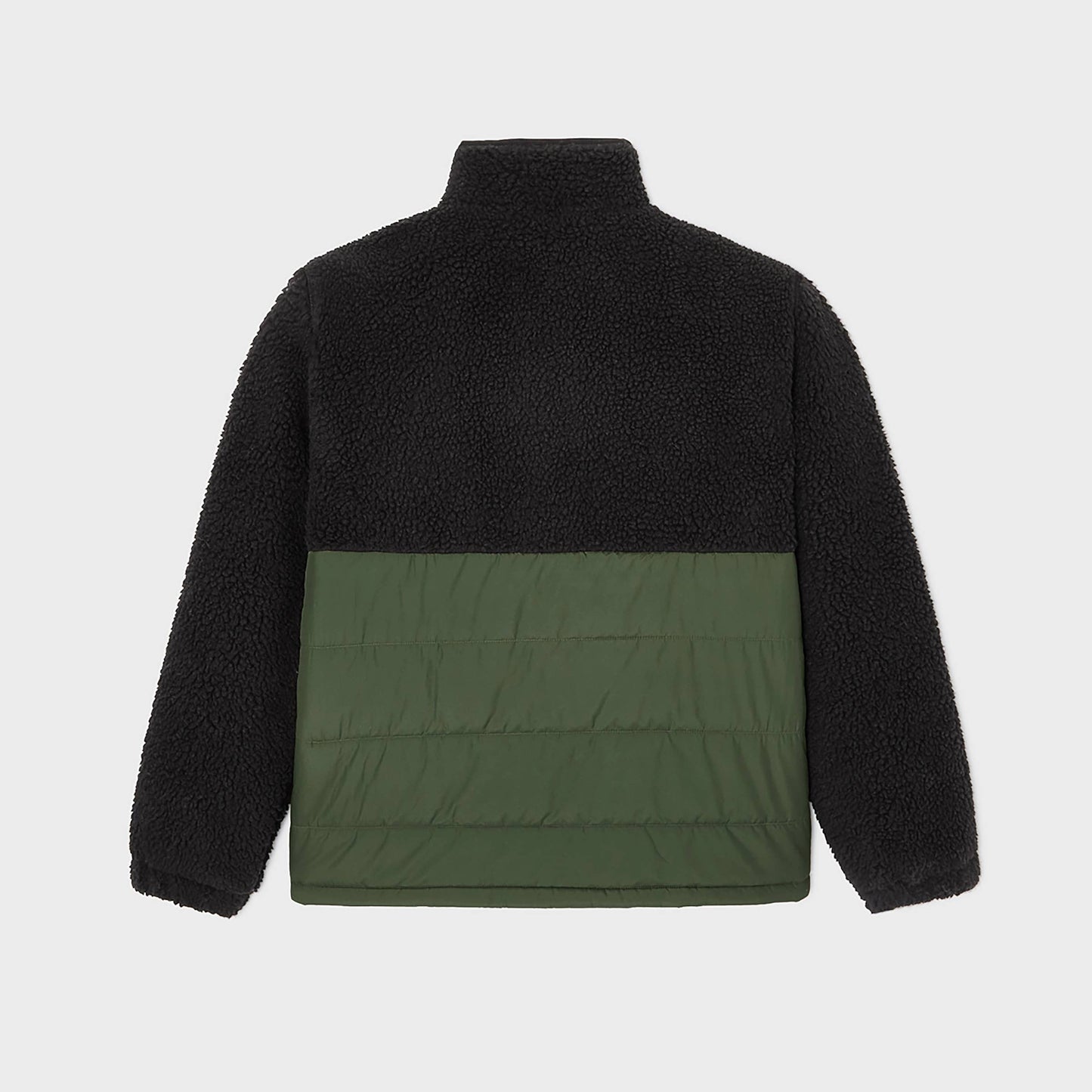 Giacca sherpa bicolore nera e verde