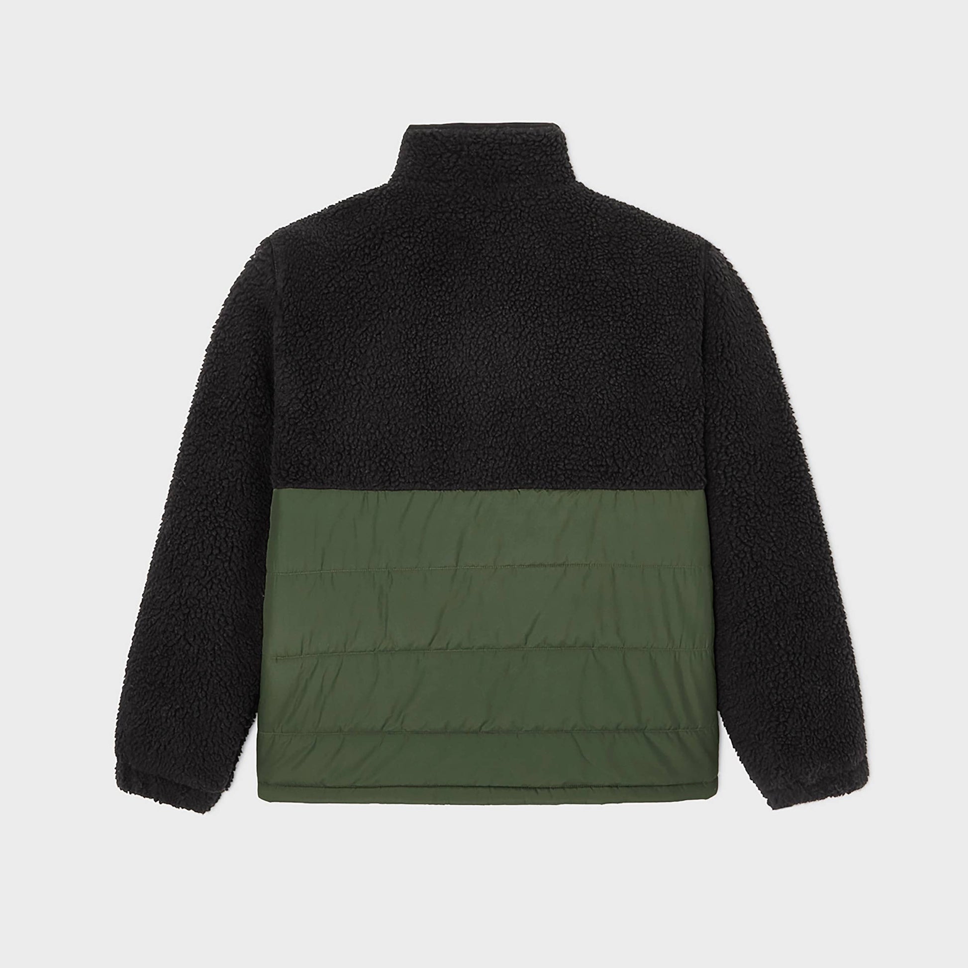 Giacca sherpa bicolore nera e verde