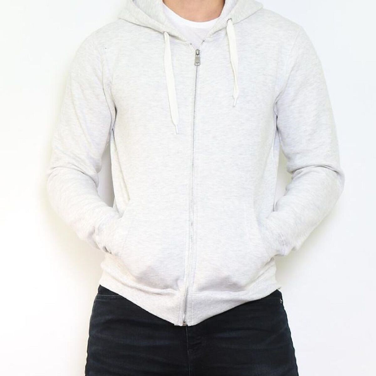 Felpa con cappuccio zip uomo bianca