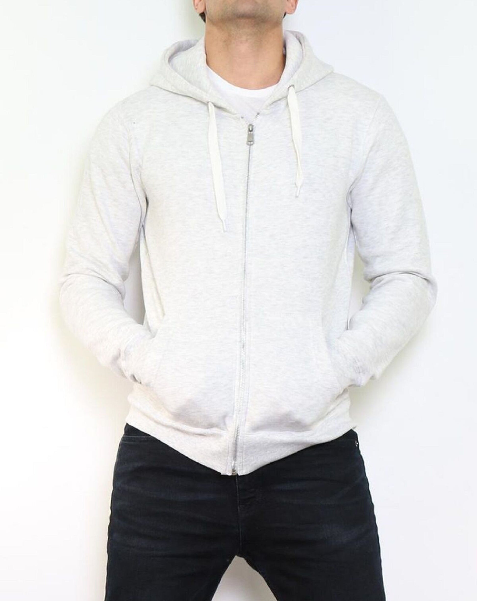 Felpa con cappuccio zip uomo bianca