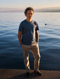 T-shirt blu Gandria da uomo in cotone biologico