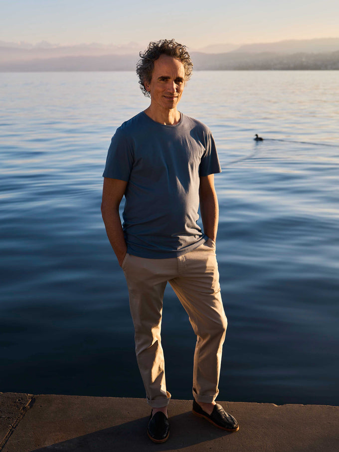 T-shirt blu Gandria da uomo in cotone biologico