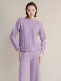 Maglione a trecce in misto cashmere