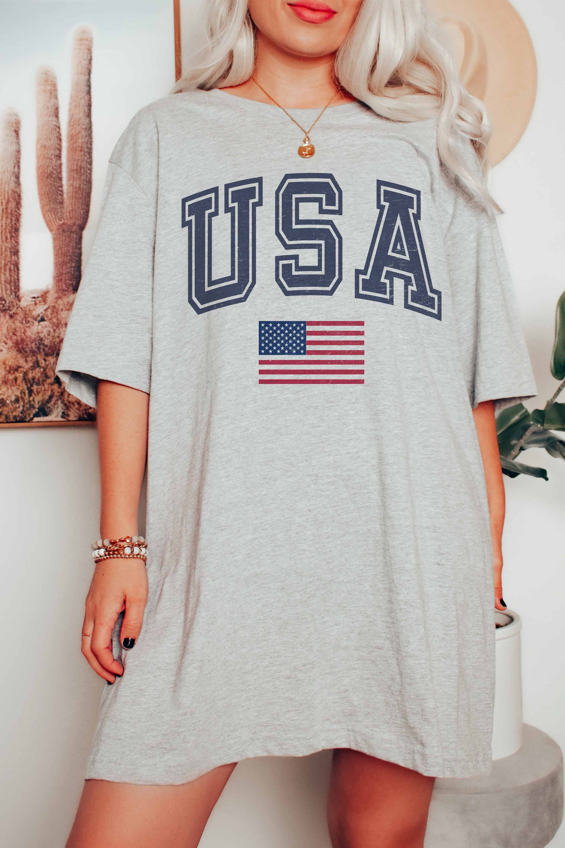 T-shirt grafica USA in cotone morbido