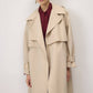 Trench doppiopetto in twill di cotone color crema