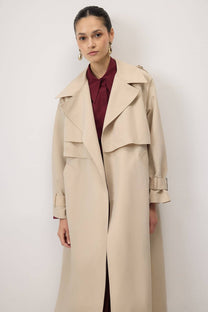 Trench doppiopetto in twill di cotone color crema