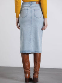 Gonna midi in denim chiaro Ganga