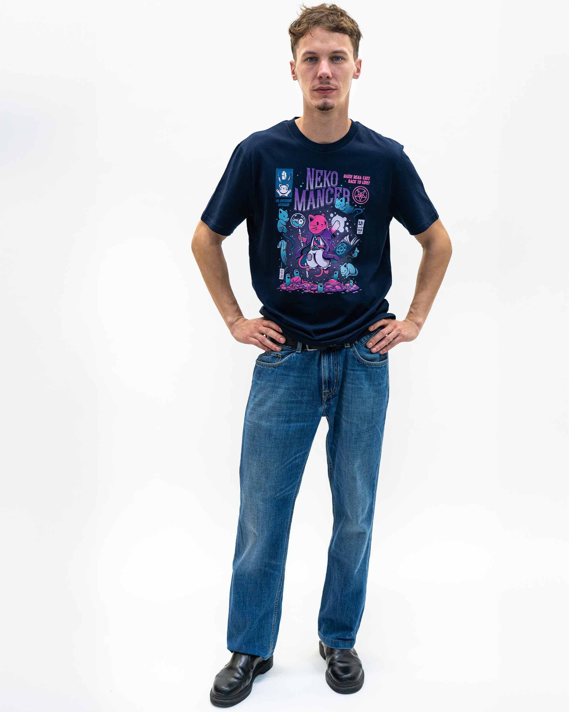 T-shirt Nekomancer in cotone biologico con stampa goth
