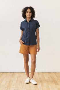 Camicia Bea in seersucker blu navy