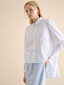 Camicia asimmetrica in cotone bianco