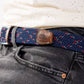 Cintura elastica intrecciata Oxford con dettagli in pelle