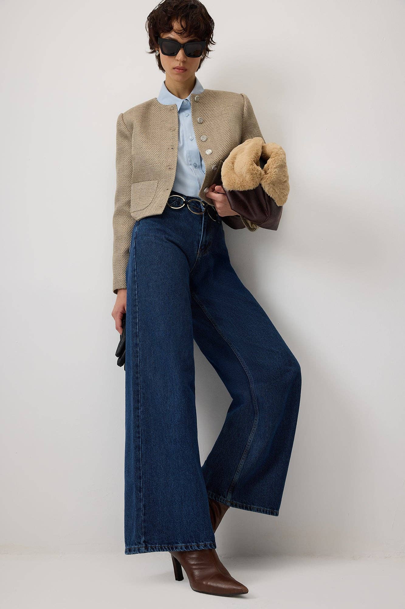 Jeans wide leg in denim