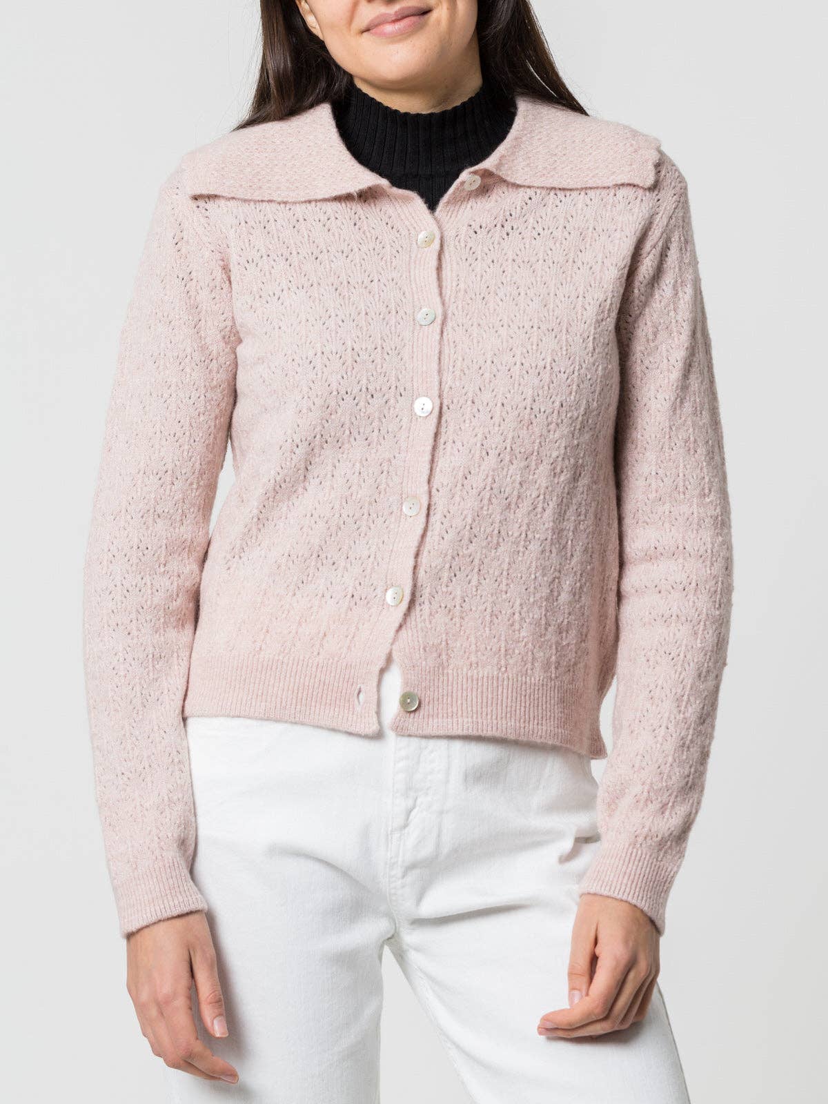 Cardigan in maglia con collo lungo e bottoni
