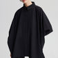 Camicia oversize asimmetrica in cotone con dettaglio a nastro