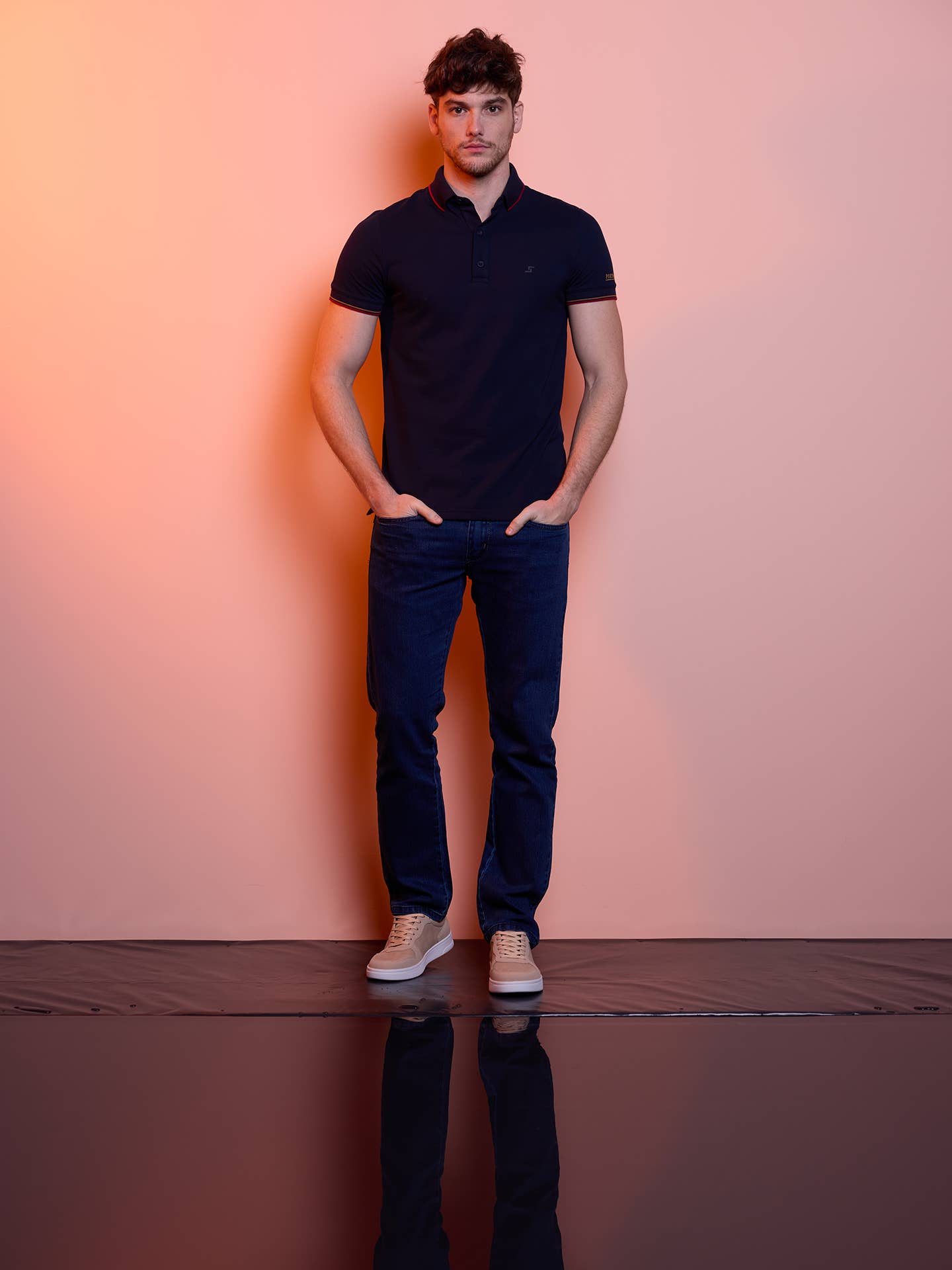 Polo uomo bicolore in misto cotone