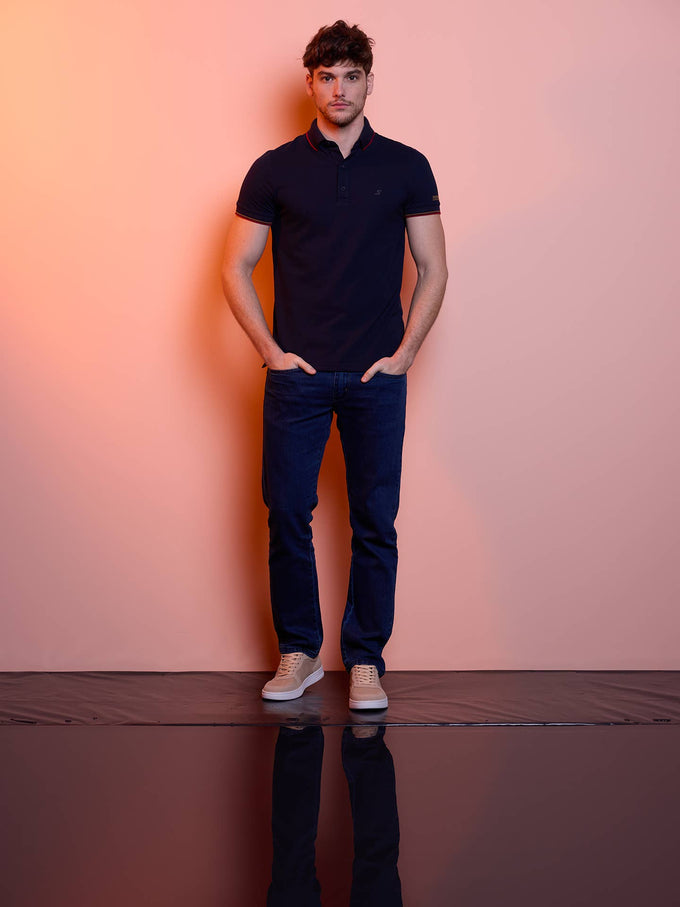 Polo uomo bicolore in misto cotone
