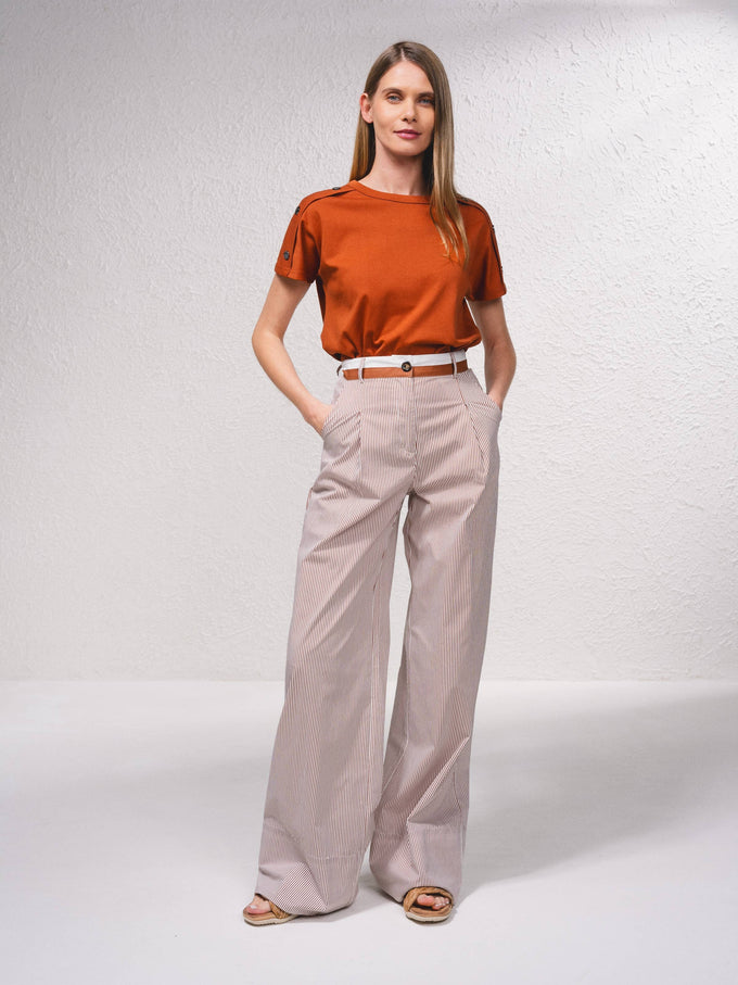Pantaloni palazzo a righe in cotone