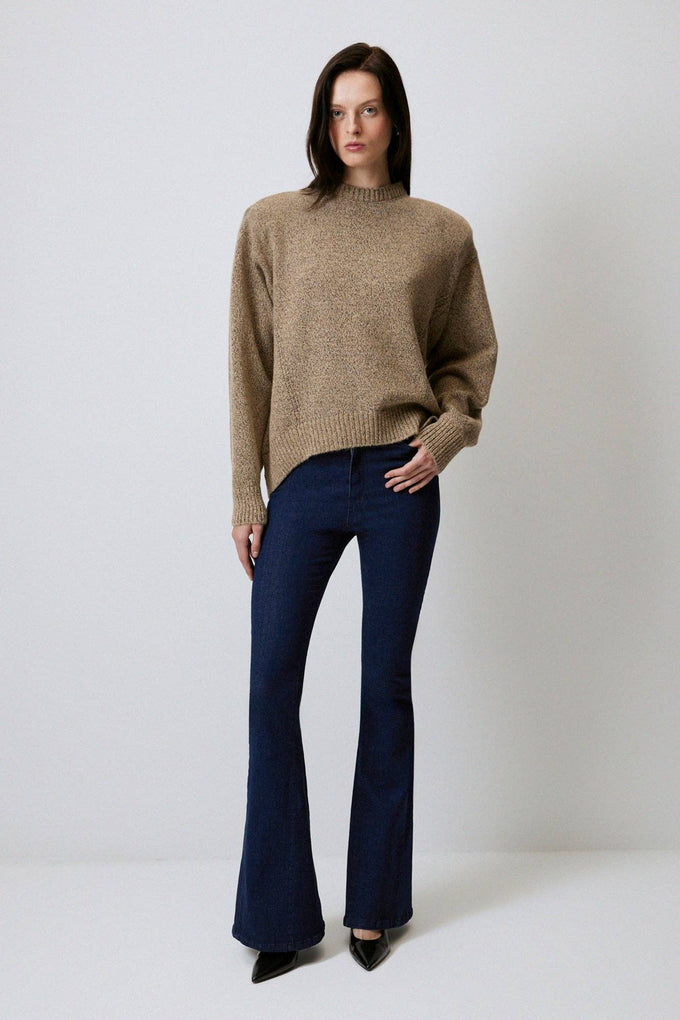 Maglione in maglia imbottito oversize beige mélange
