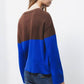 Maglione a maglia bicolore con finiture a coste