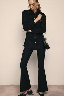 Giacca camicia effetto suede con cintura a catena