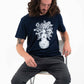 T-shirt Medusa navy con grafica skateboard