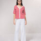 Cardigan a righe con scollo a V e bottoni, manica corta