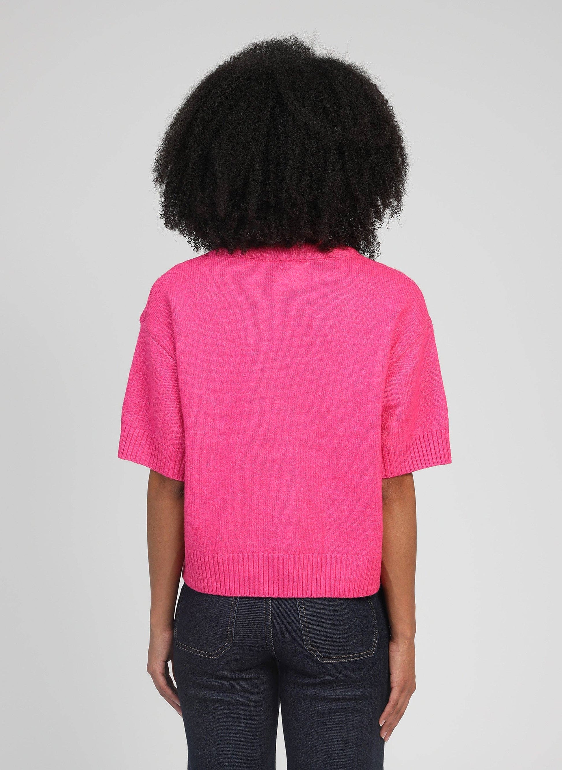 Maglione Nelida rosa caramella con strass e perle