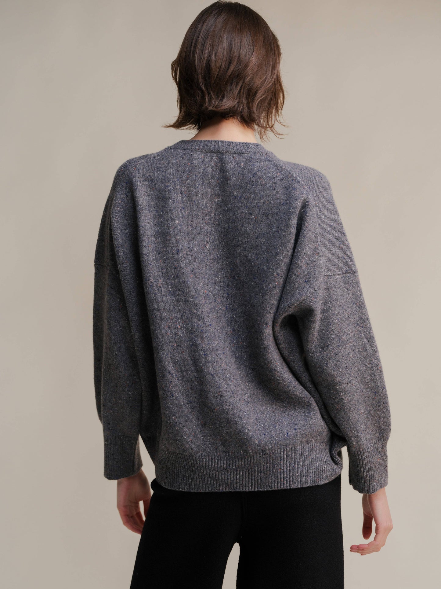 Maglione girocollo oversize effetto tweed