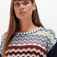 Maglione jacquard multicolor con motivo a onde