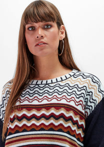 Maglione jacquard multicolor con motivo a onde