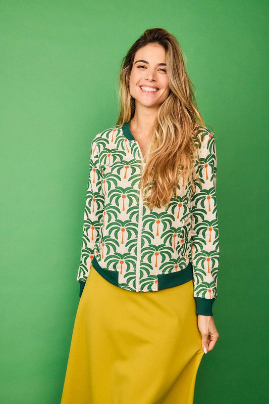 Bomber in felpa con stampa palme Bianca Palmer